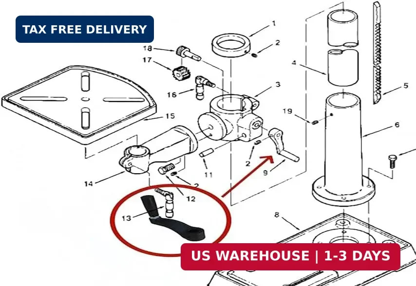 ]10601009A1 Drill Press Crank Handle 360 Free Rotation Part Compatible with