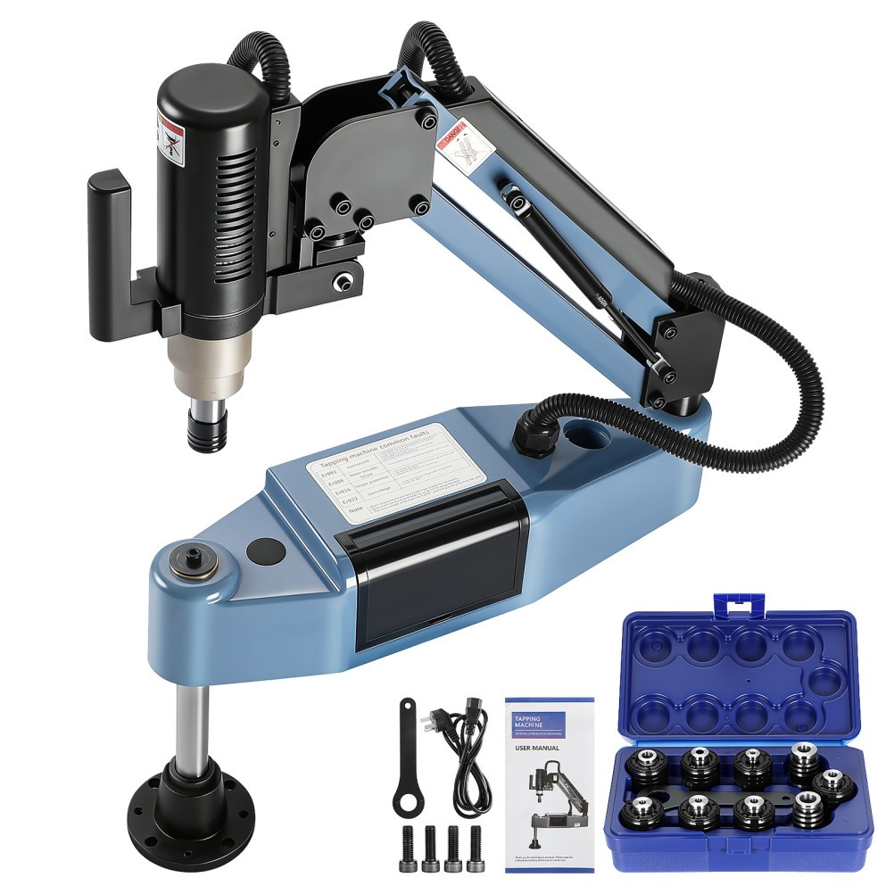 M3-M16 Universal Electric Tapping Machine 375rpm 1100mm Arm w/ 9pcs Collets