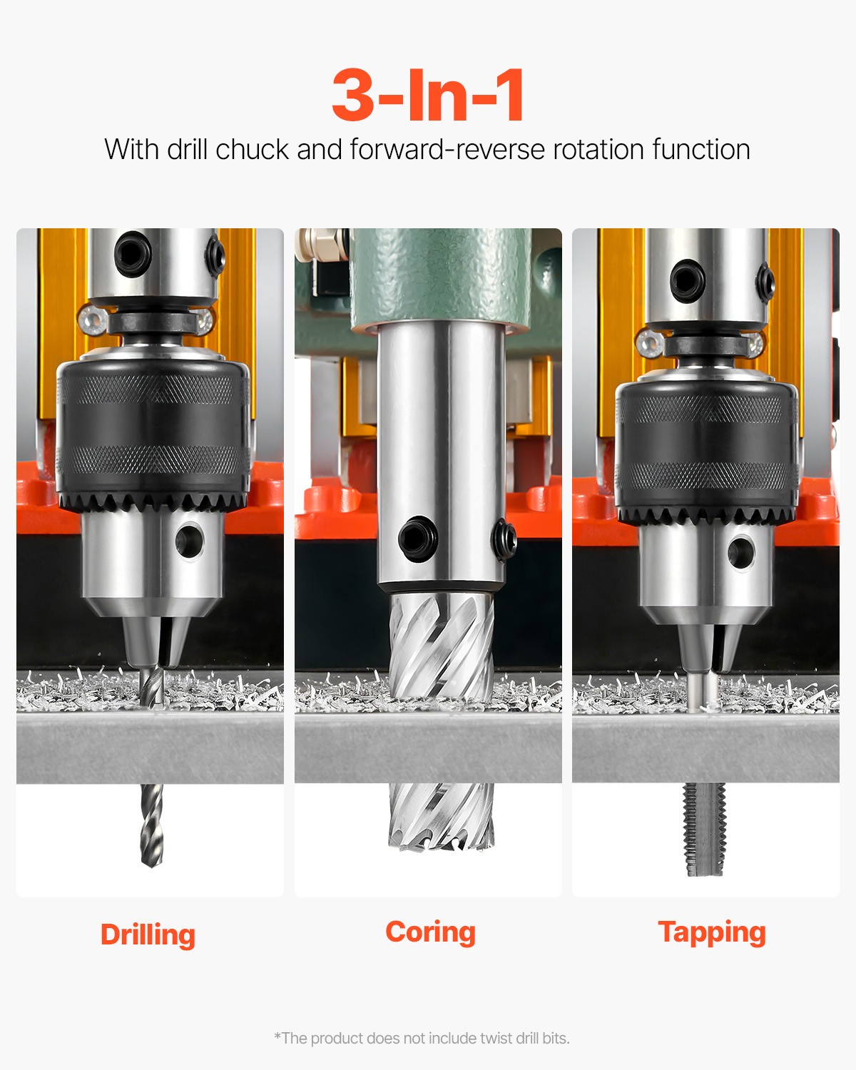 VEVOR Magnetic Drill Portable Mag Drill Press 1450W 2922 lbf 2″ Coring Diameter