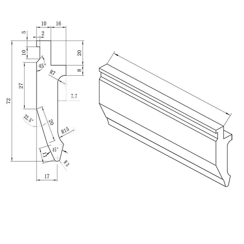 6″ Combo 4-Way 2-3/8″ x 2-3/8″ V-Die + Punch Block Press Brake Solid Steel