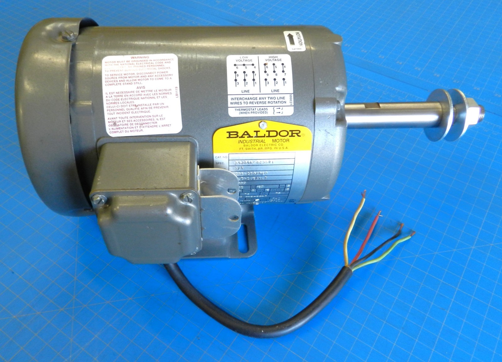 Baldor Industrial Motor 3/4HP, 1750 RPM, 3 Phase Motor with 5/8” Threaded Shaft