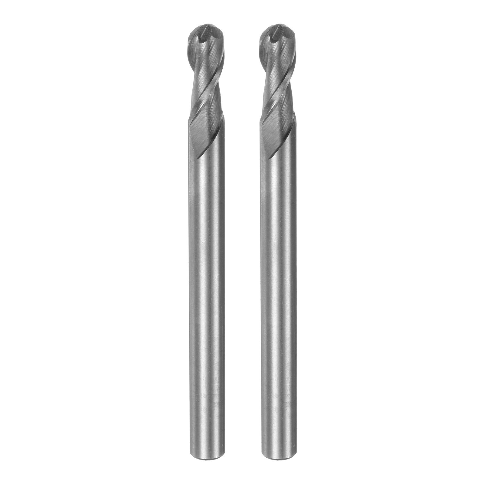 2pcs 8mm Cutting Dia Helical Groove 2 Flutes HSS-AL Ball Nose End Mill Cutter