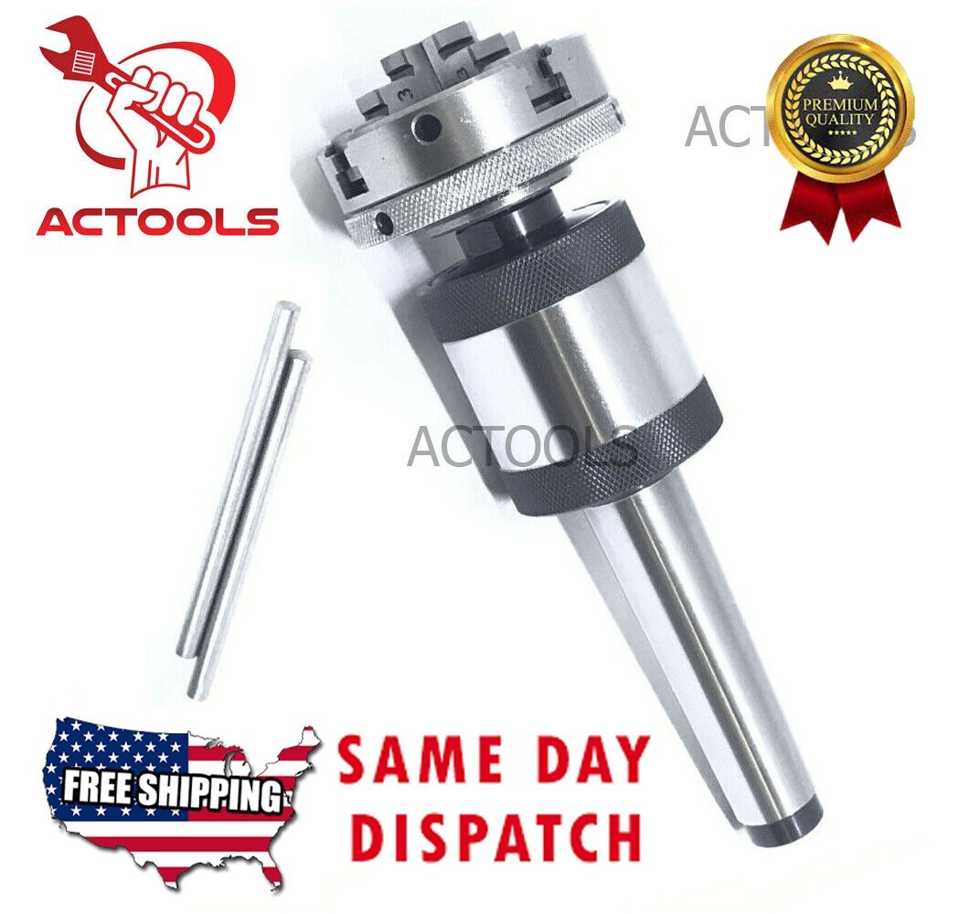 MT2 Revolving Center 2MT with 4 Jaw Self Centering 2-1/2″ 65mm Mini Lathe Chuck