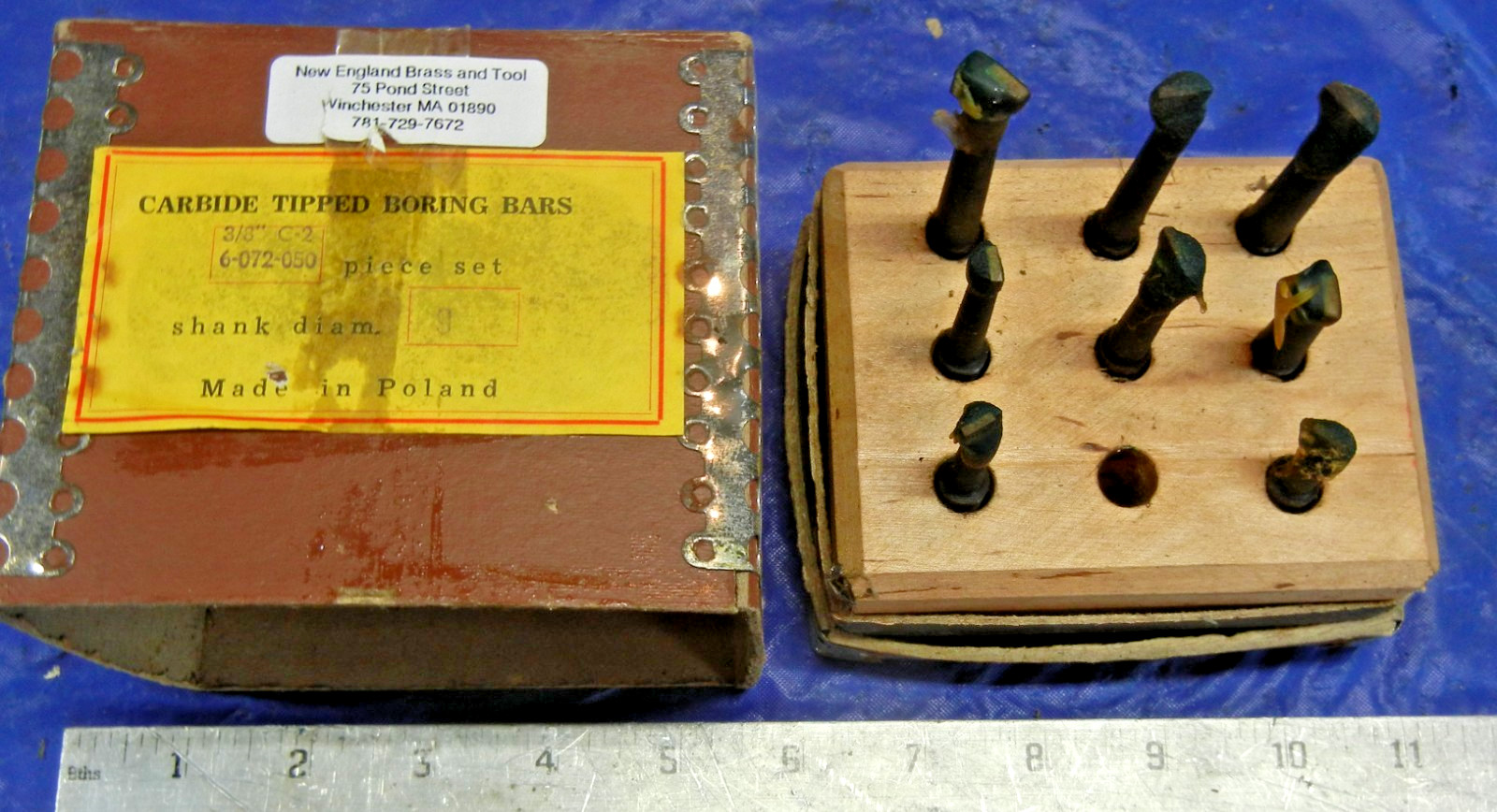 New NOS 3/8″ shank carbide tipped boring bar set made in Poland for lathe