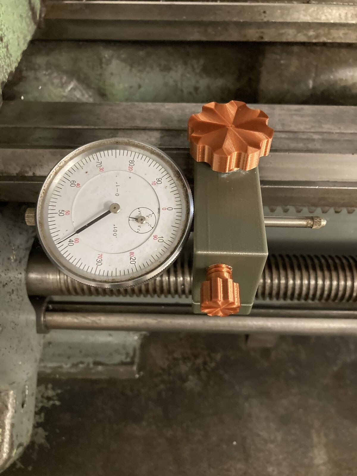 Clausing Colchester Round Head 6525 13×36 Metal Lathe, Dial Indicator Mount.