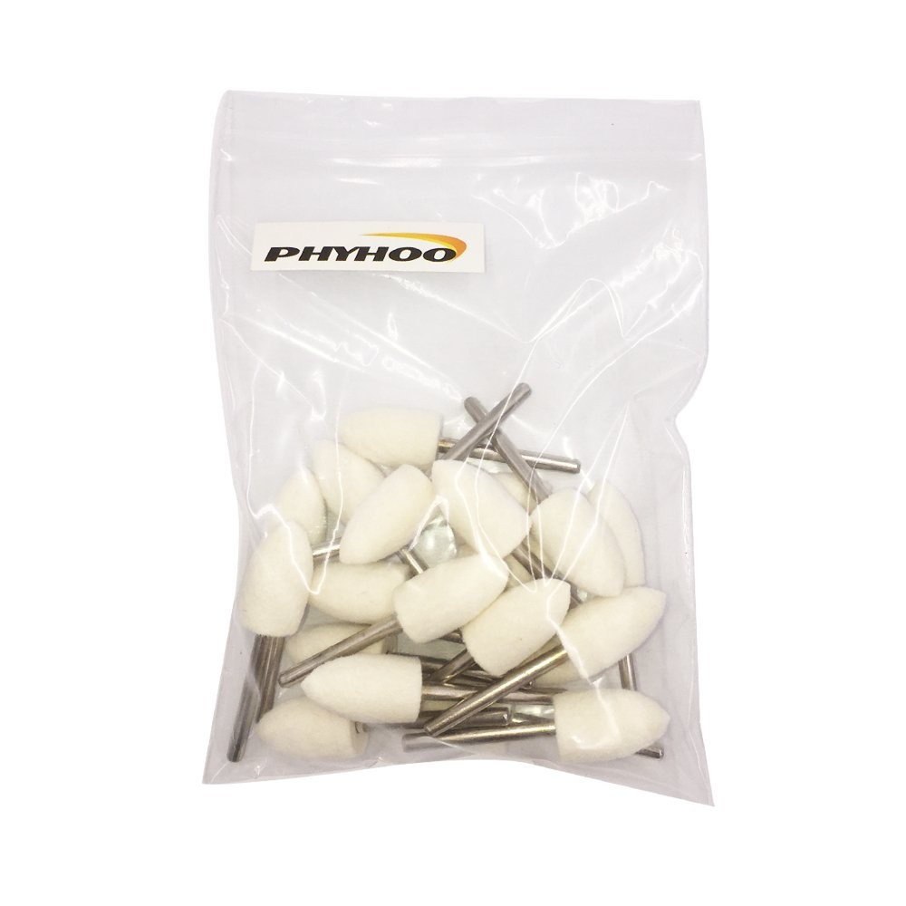 20 Pcs Buffing Wheel Polishing Bits Wool Felt Cone Shape Bits 1/8 Inch Shank