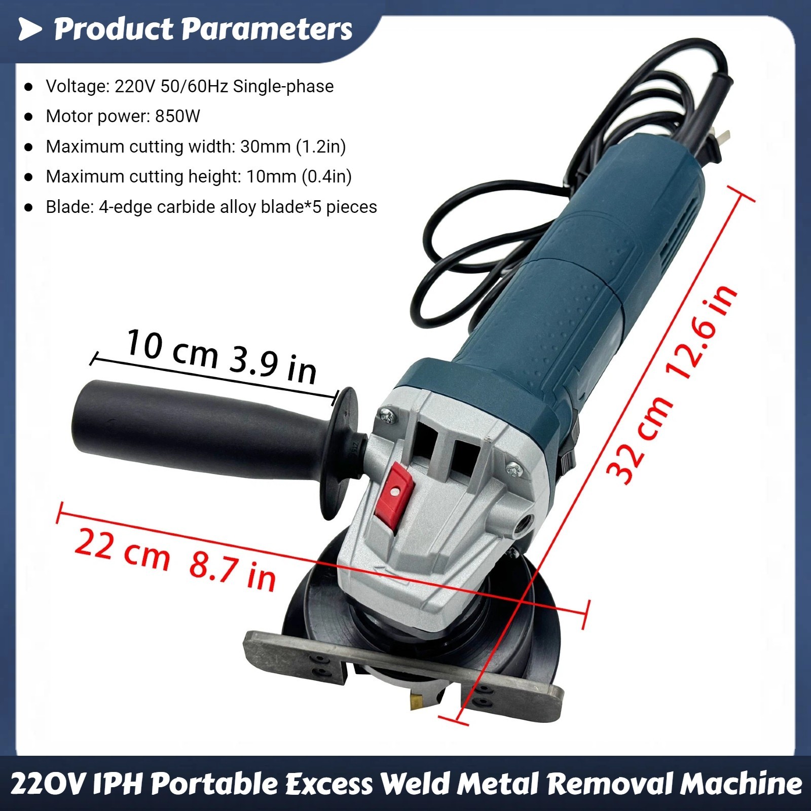 220V 1PH Weld Shaver Industrial Portable Excess Weld Metal Removal Machine