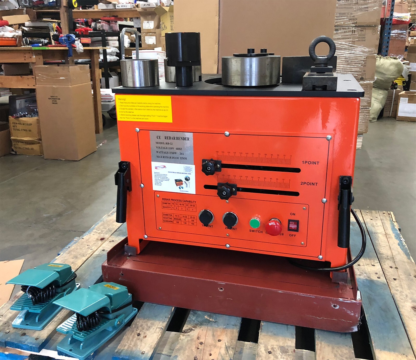 RB32 32mm #10 Electric Rebar Bender Bending Machine 1-1/4″ Steel Rod 3700 Watt