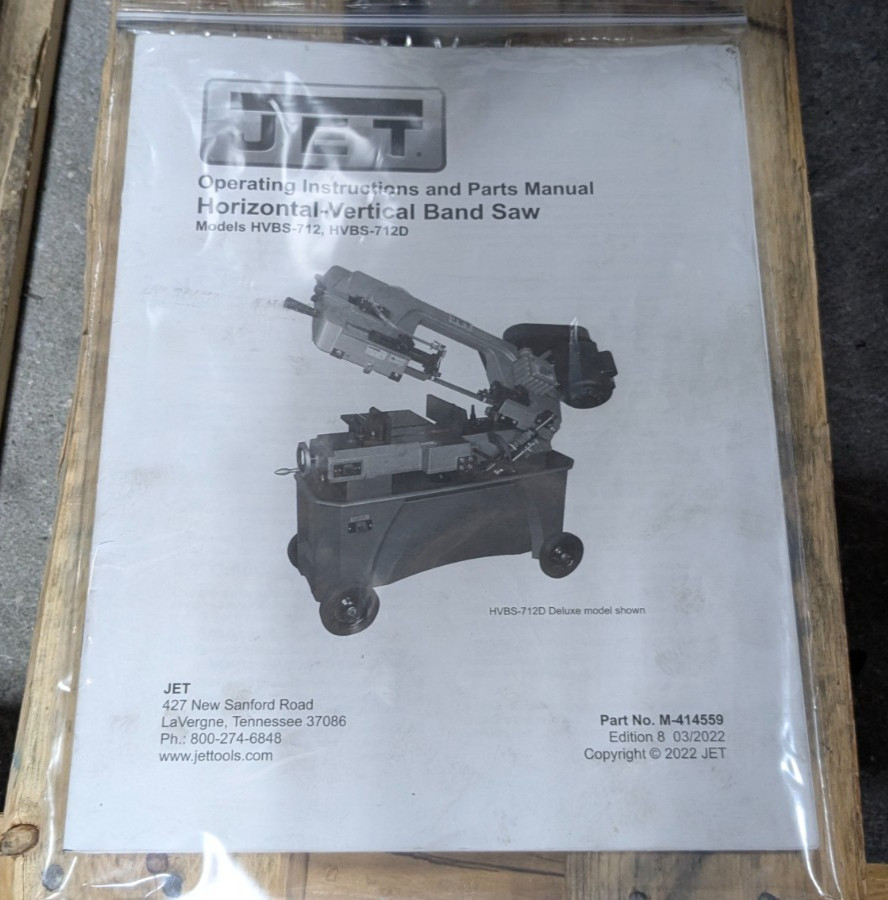 Jet 7×12" Horizontal & Vertical Bandsaw 115V 3/4HP HVBS-712D *Shippin