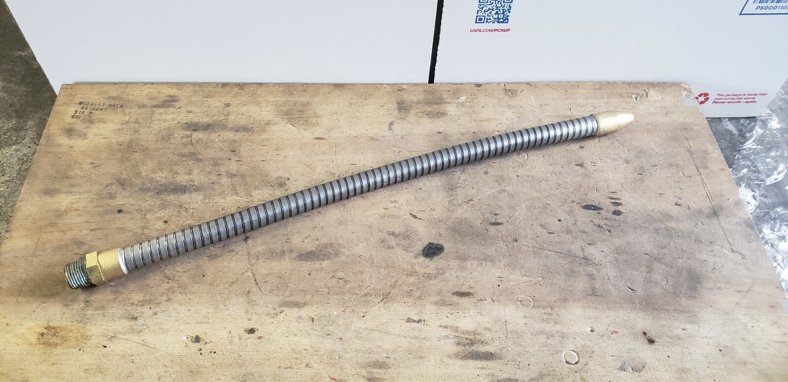 3/8 npt 15 1/2 steel flexible coolant/oil line with brass threads and nozzle