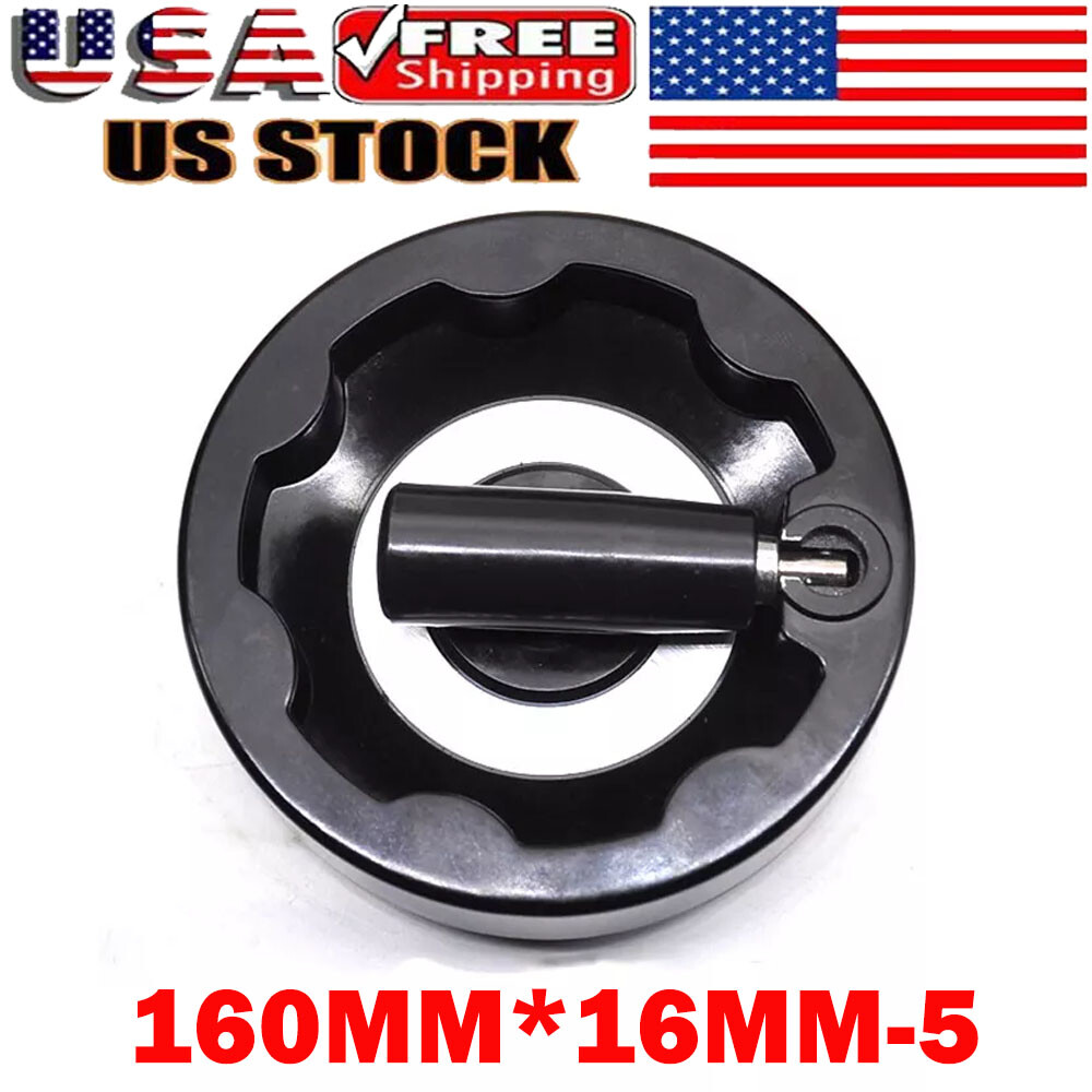 16mm*160mm Inside Ripple Fold Away Hand Wheel 6 Inch For Milling Machine Black