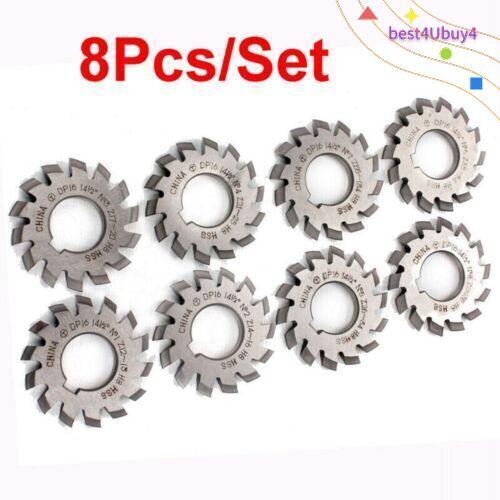 8PCs/set HSS 14.5° Involute Gear Cutter DP8 DP12 DP16 DP20 DP22 DP24 PA14-1/2
