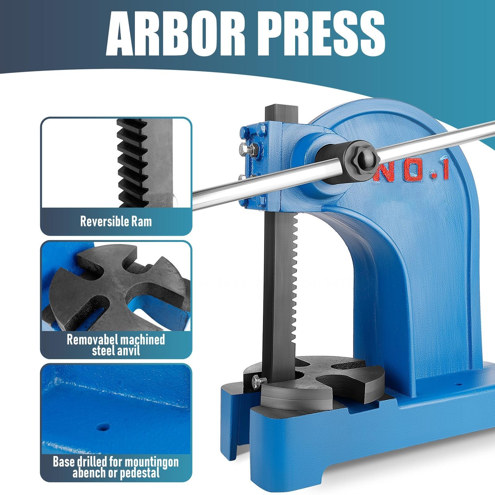 Heavy Manual Desktop Arbor Press, Cast Iron Precision Hand Press, for Stamping