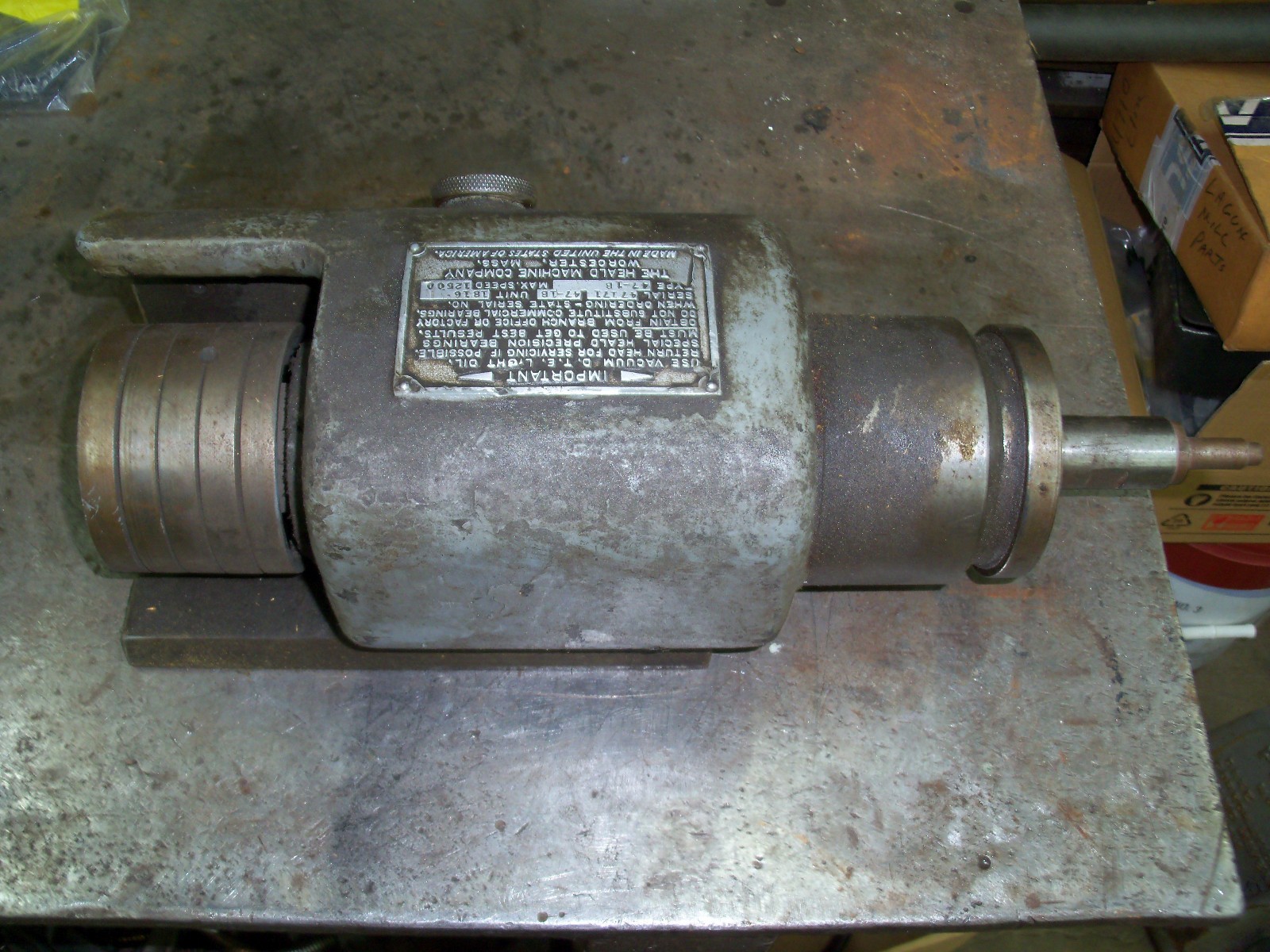 Heald Machine Co. Type 47-1B Red Head Grinder Spindle Head, Max Speed 12500
