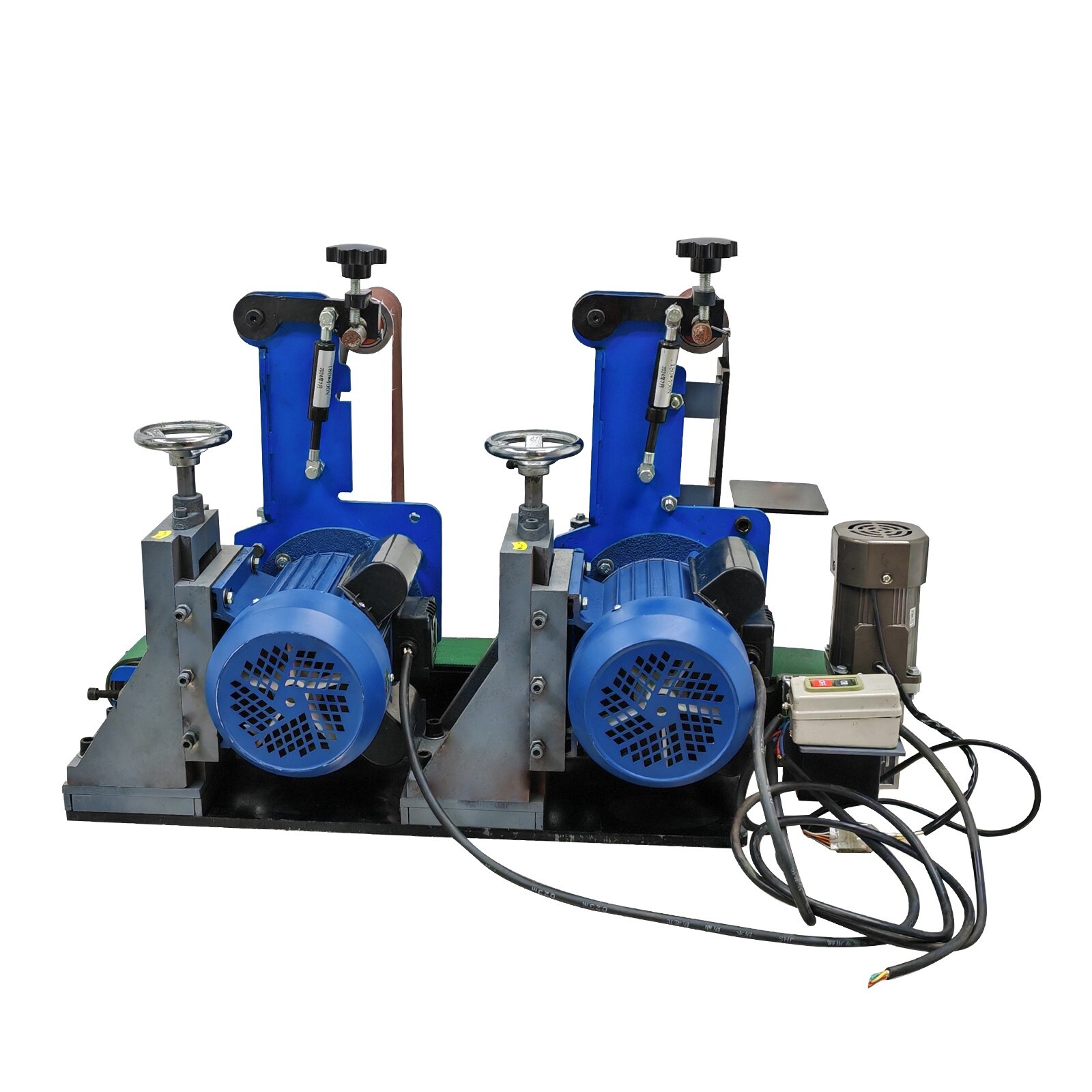 Two stations Surface Belt Sander Polishing Rust Drawing Deburring Machine 220V