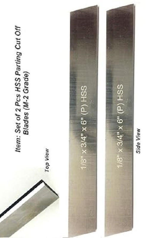 HSS Blades 1/8″ x 3/4″(Wide) x 6” for Lathe Parting Cut Off & Tool Holder-USA