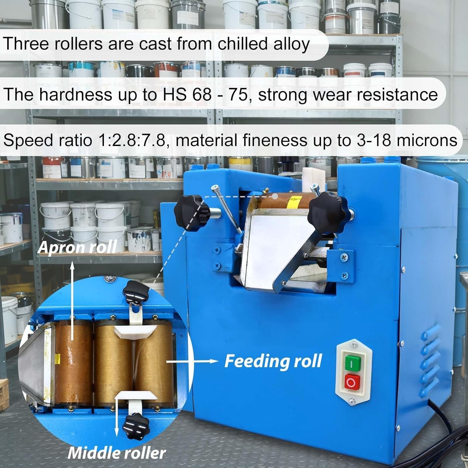 110V Lab Three Roll Mill Grinder with Alloy Steel Roller, lab Grinding Machine