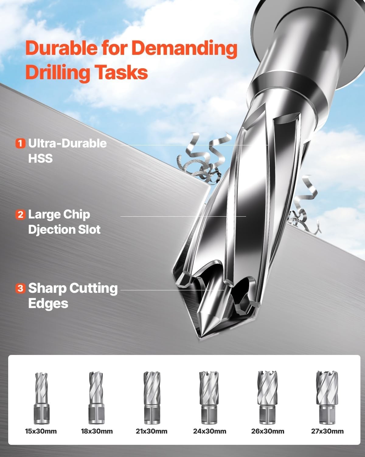 1450W Portable Magnetic Drill Press with 6 Coring Bits – Precise Metal Drilling