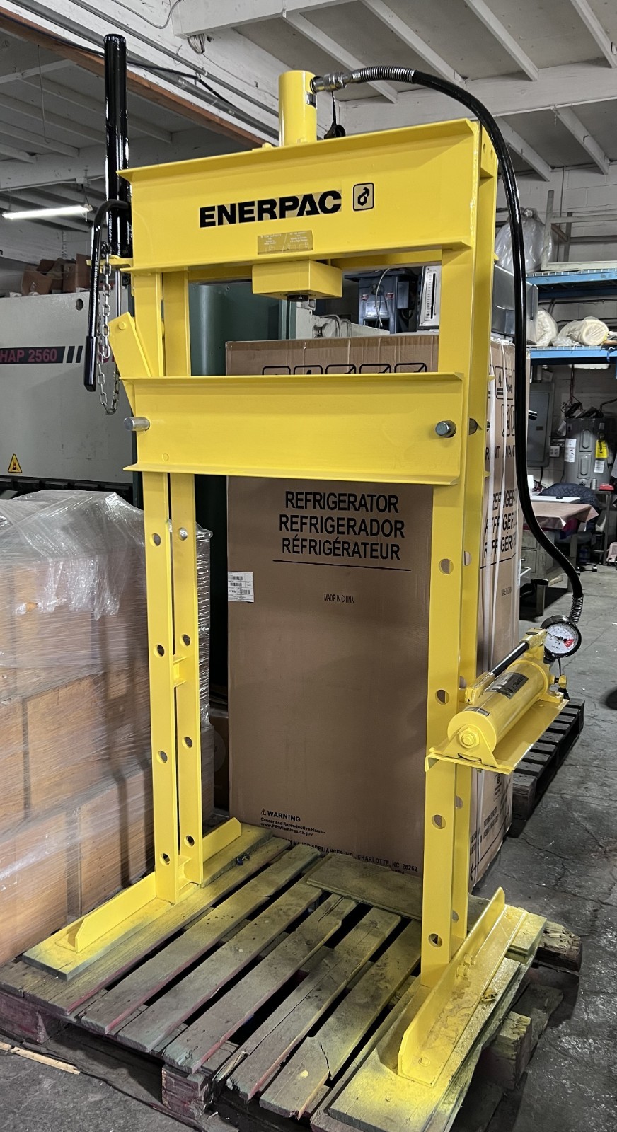 ENERPAC 25 TON 13″ STROKE H-FRAME MANUAL HYDRAULIC PRESS W/ TABLE LIFT CYLINDER