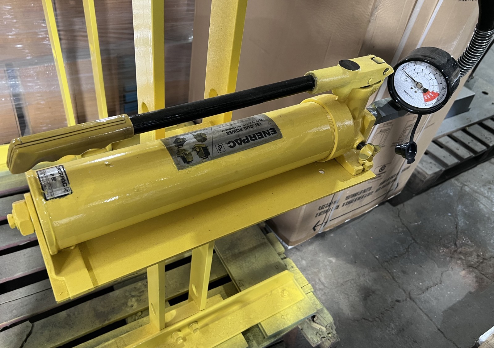 ENERPAC 25 TON 13″ STROKE H-FRAME MANUAL HYDRAULIC PRESS W/ TABLE LIFT CYLINDER