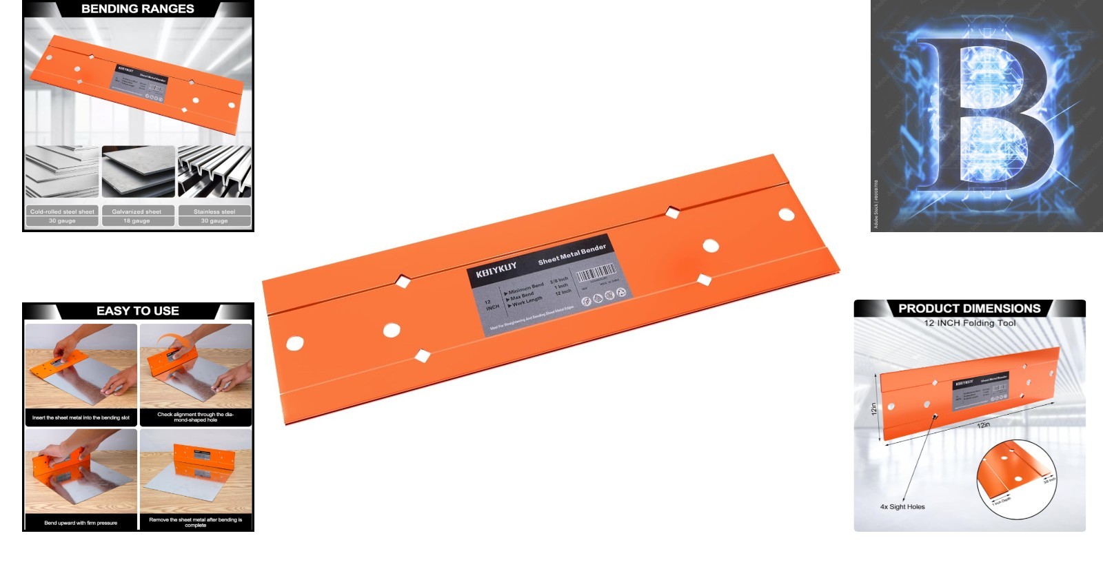 Versatile 12″ Metal Bending Tool with Dual Fold Depths for Precision Projects