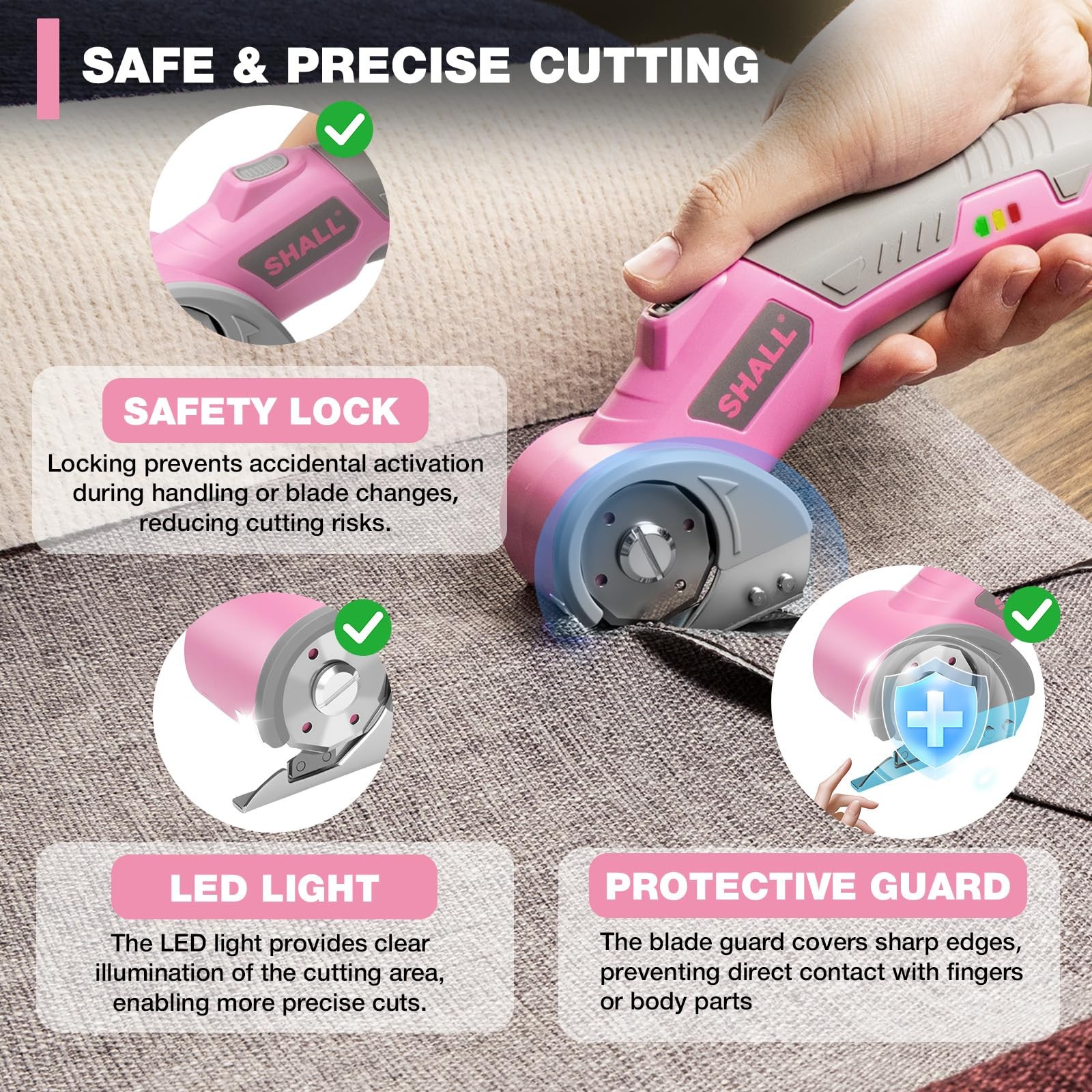 SHALL 4V Cordless Electric Scissors, Rechargeable Cardboard Cutter, Rotary El…