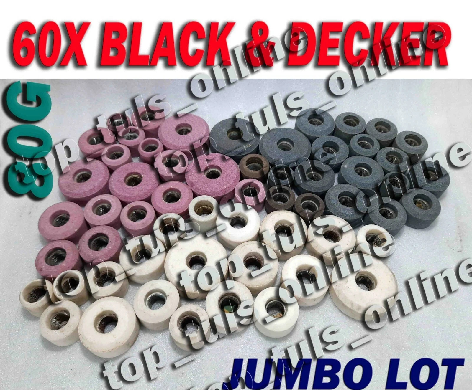 60x BLACK & DECKER 3 Grades White Pink & Gray 25MM and 63MM 80G