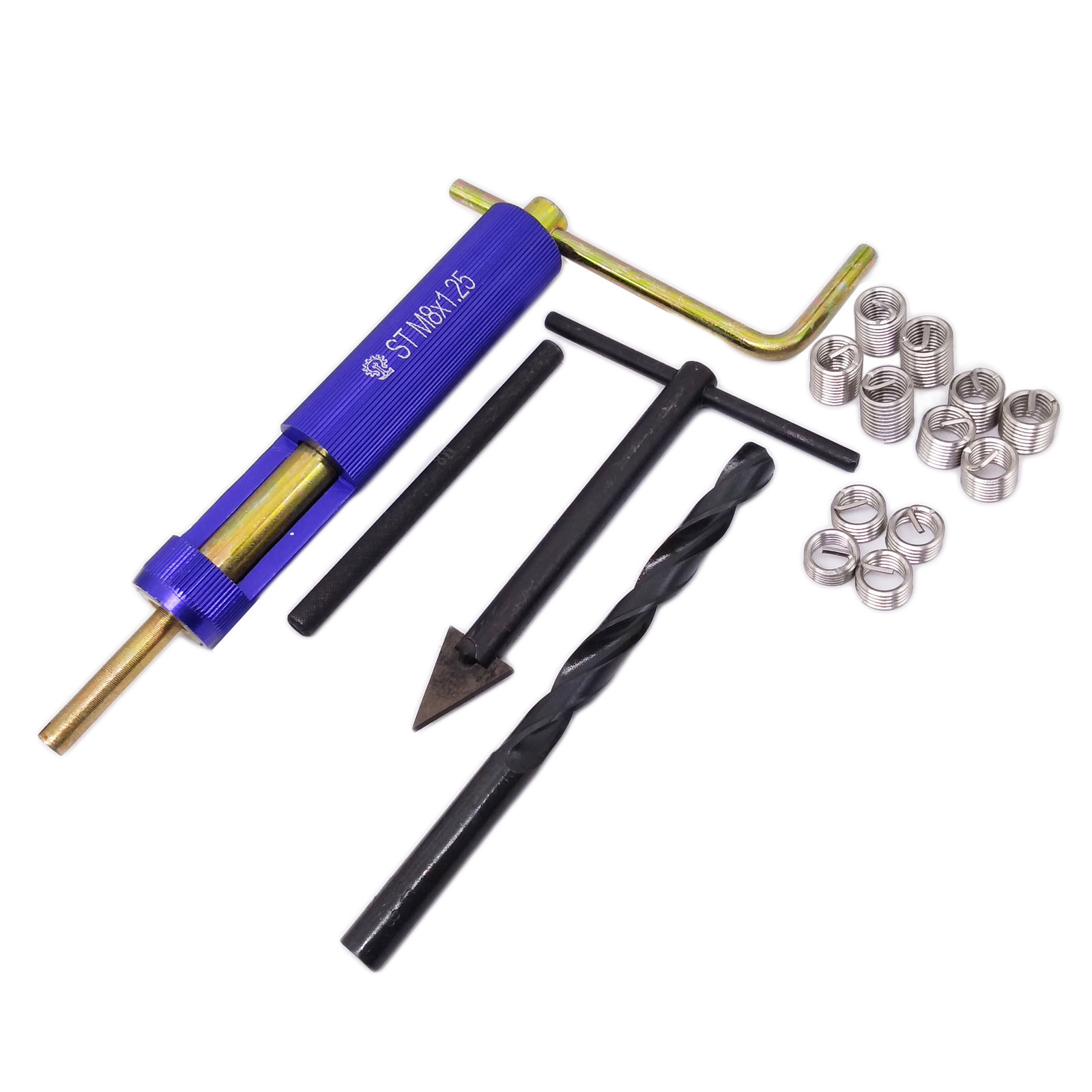 US Stock Thread Repair Kit M8 x 1.25 Drill Tap Extraction Removal Tool 12 Insert