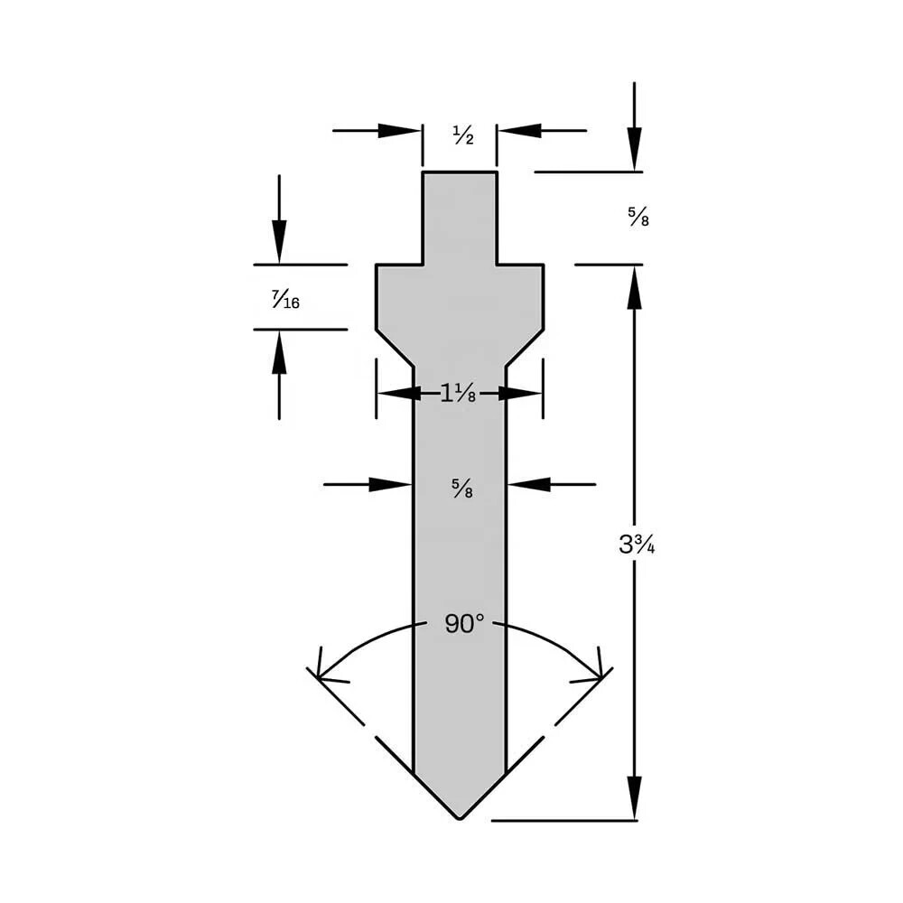 Press Brake Punch x 12 “lg , 90 Deg. , Similar to Riteway # 15 Die