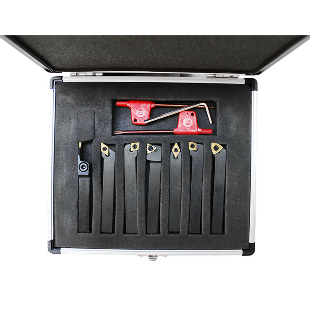 Carbide Indexable Turning Tool 3/8″ 7 pc Lathe Tool Bit Set Thread Insert+Holder