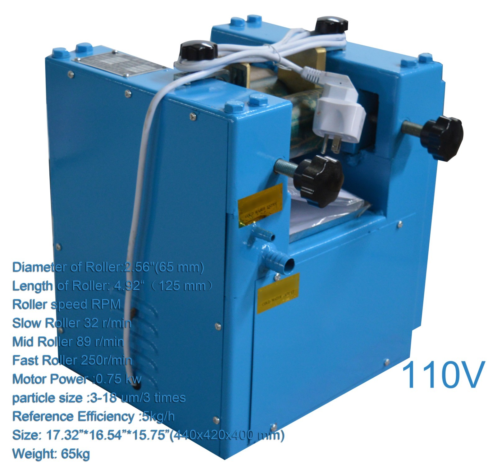 110V Lab Three Roll Mill Grinder with Alloy Steel Roller, lab Grinding Machine