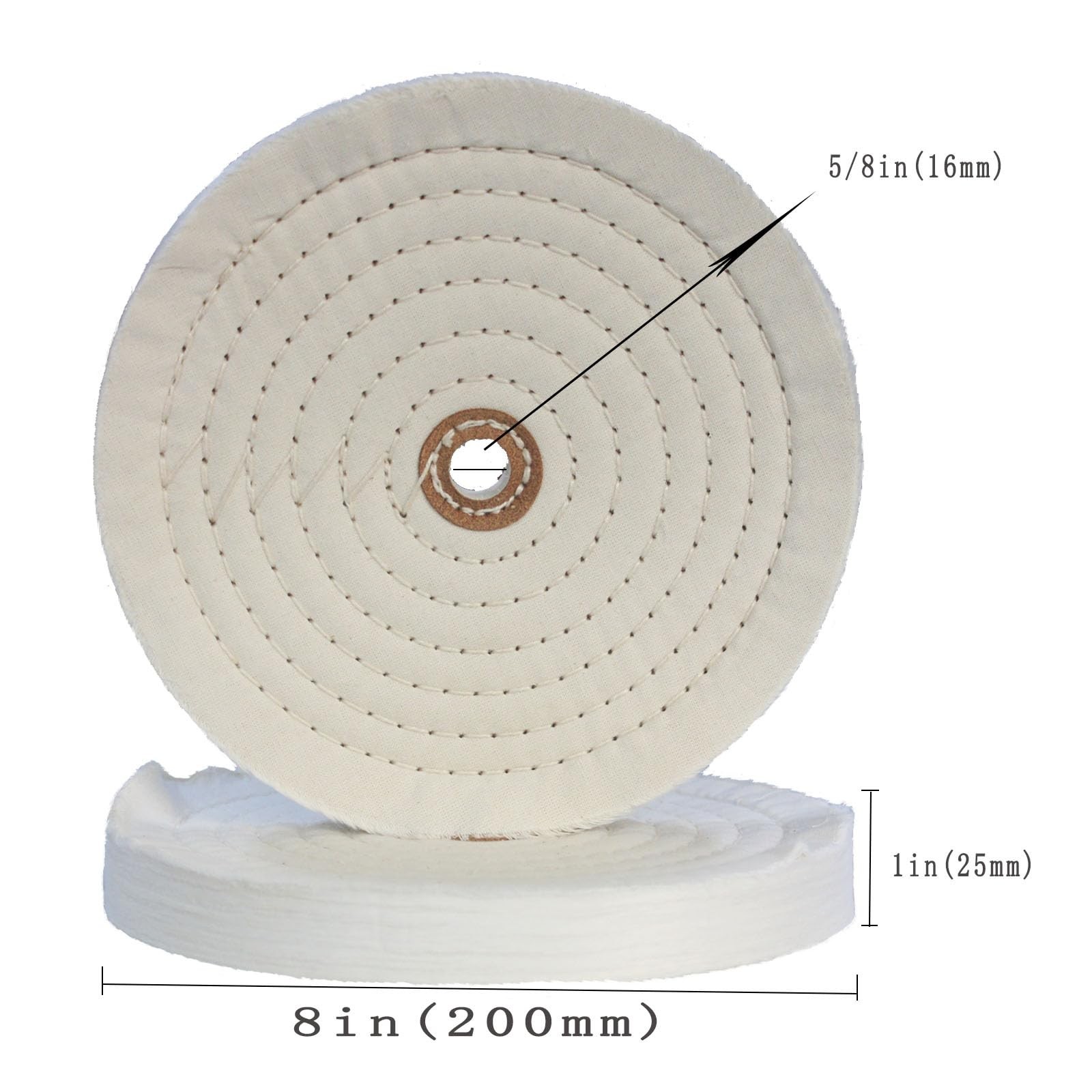 2 Pack Extra Thick 8 Buffing Wheels, 70 Ply, 5/8 Arbor Hole, Polishing Wheel New