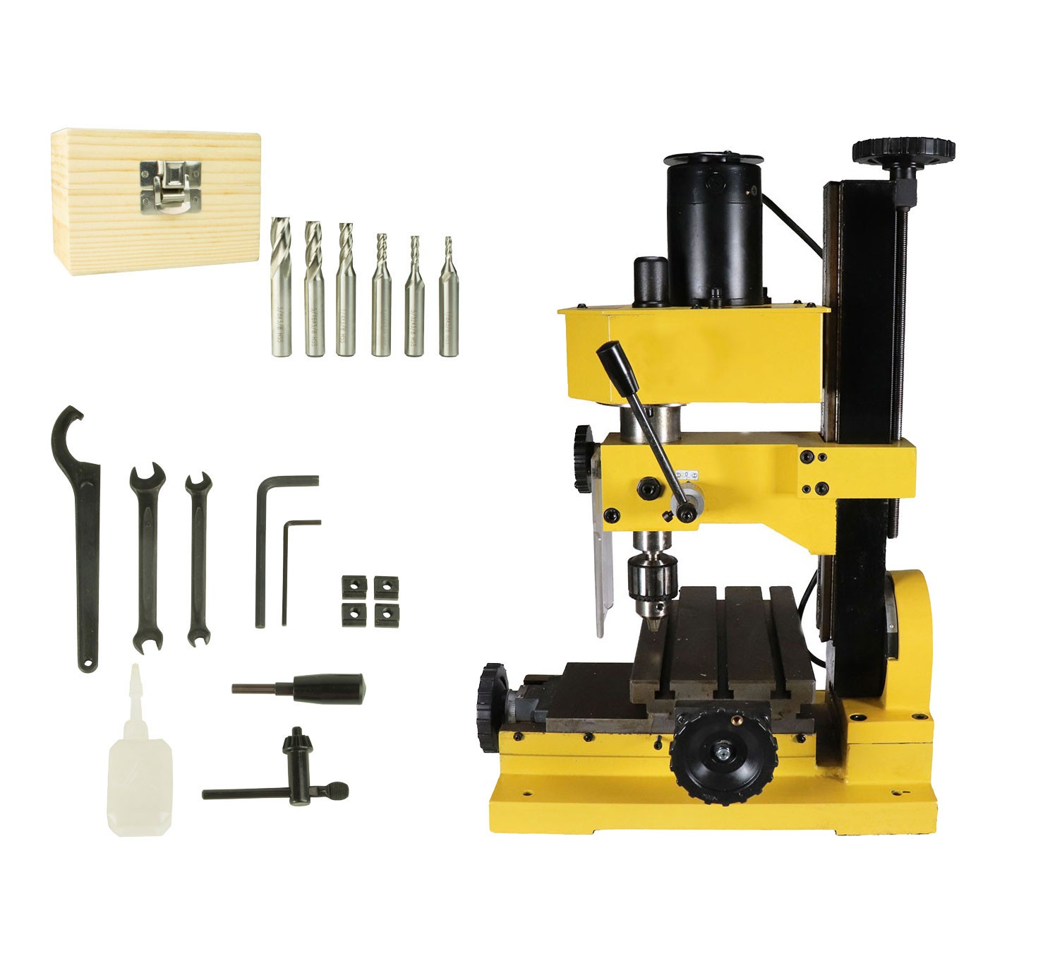 Mini Metal Mill Drilling Machine Press BenchTop 3/8 Drill Capacity with Cutters