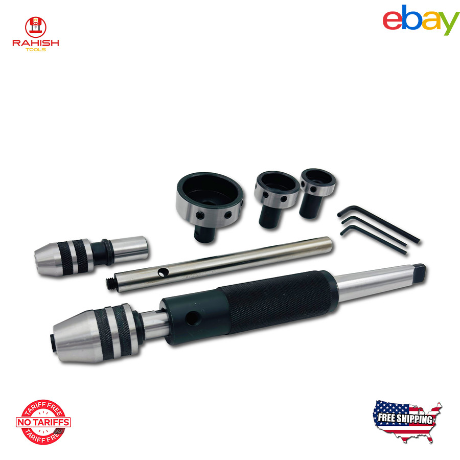 Lathe Tailstock Tap And Die Holder Set MT2 Shank Threading Tapping Kit 8 Pcs USA
