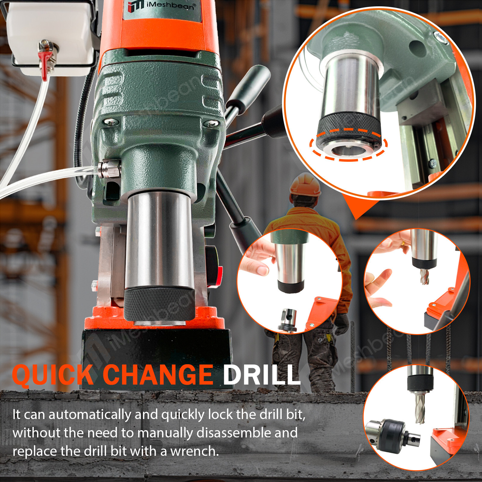 Magnetic Drill Press 1400W 13000N 810RPM 2″ Coring/Tapping/Drilling Machine