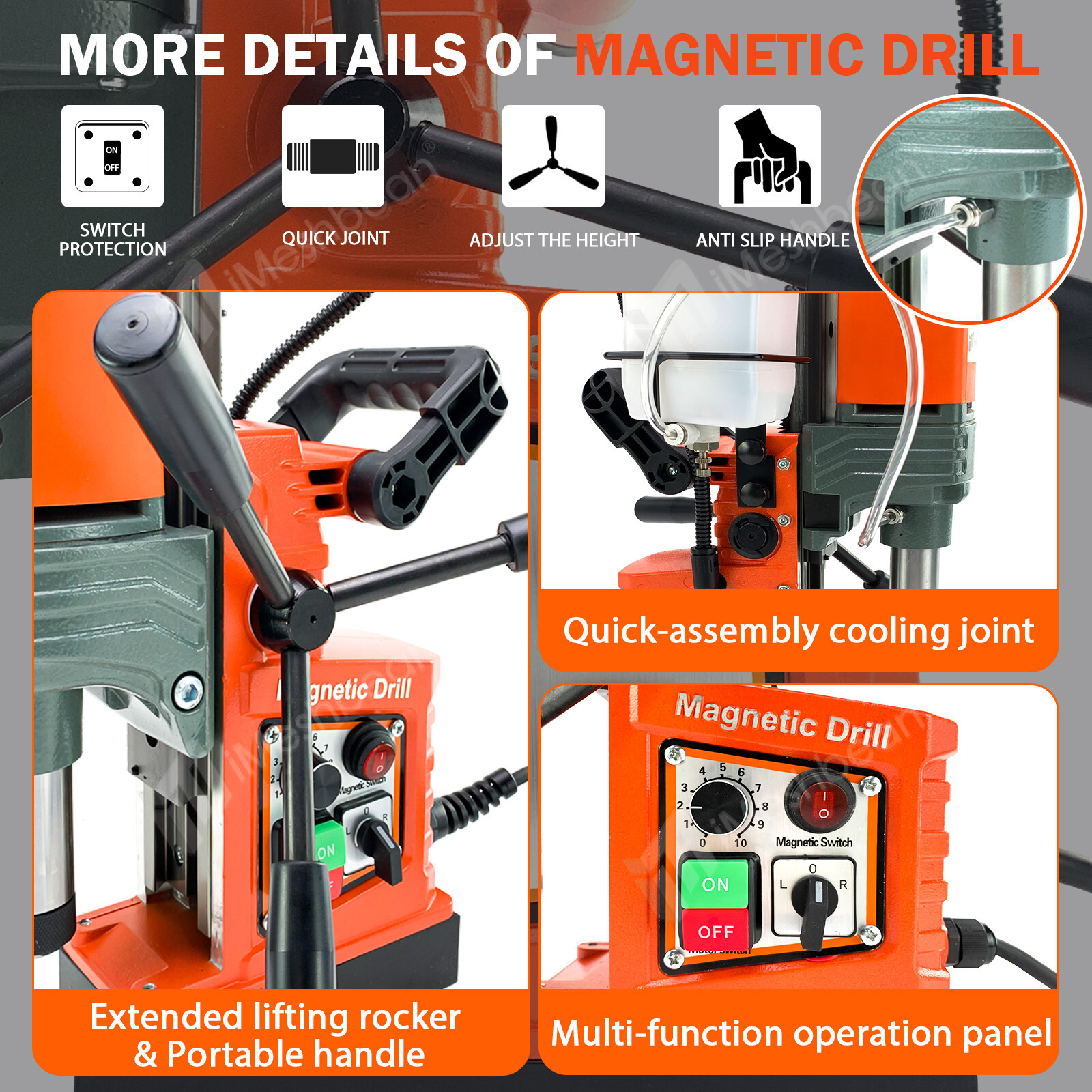 Magnetic Drill Press 1400W 13000N 810RPM 2″ Coring/Tapping/Drilling Machine