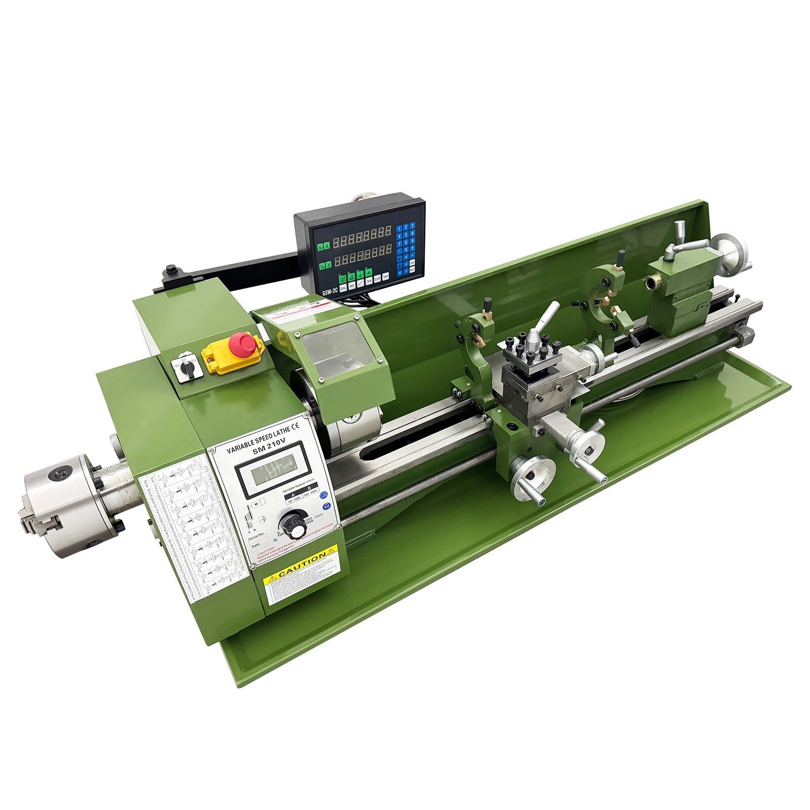 110V 1100W 8″*29.5″ Double Chuck Precision Metal Bench Lathe with Grating Ruler