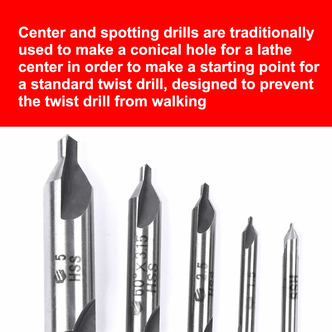 5PCS Center Drill Countersink Pilot Bit Lathe Set Drill Bit HSS Metal US Stock