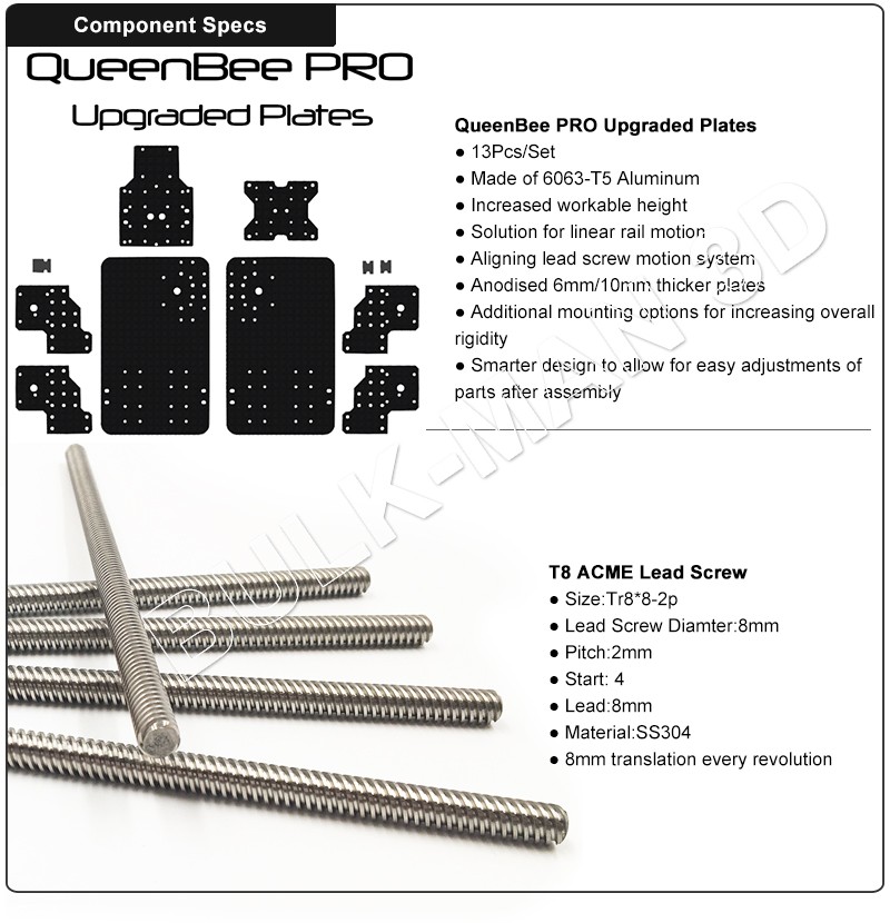 QueenBee PRO CNC Router Machine 4 Axis Mechanical Kit with Tingle Tension System