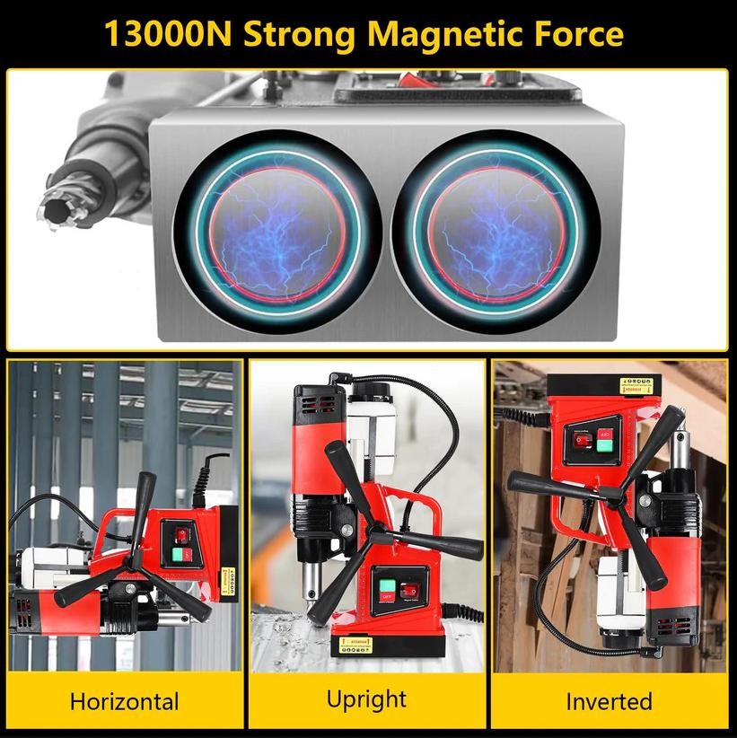 Garvee 1300W Magnetic Drill Press 810RPM Portable Core Drill for Home Industrial