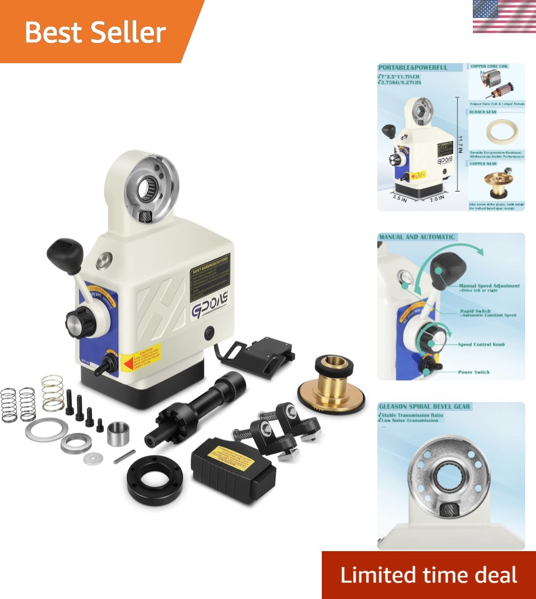 AL-460 Z-Axis for Milling Machine 460 in-lb Torque, 0-200RPM Table Milling Ma…