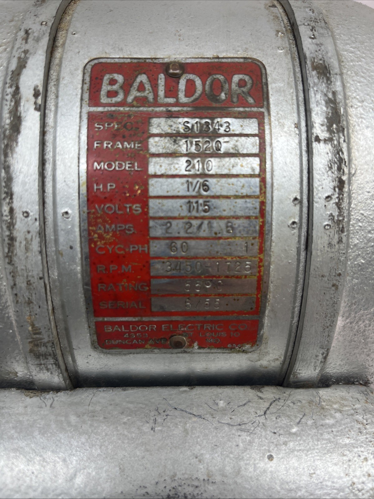 Vintage Baldor Bench Grinder Buffer Model 210, 1/6 HP, 2.2 Amps , 3450 RPM