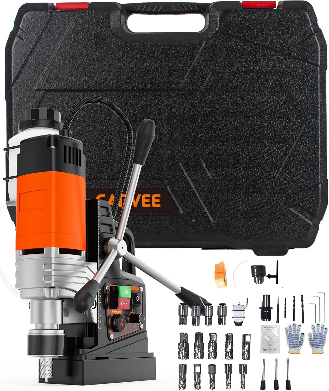 2 in Magnetic Drill 1850W 2922Lbf Power Portable Mag Drill with 10Pcs Drill Bits