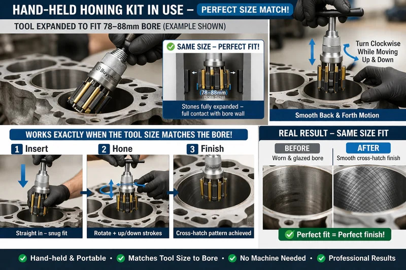 Adjustable Engine Cylinder Honing Machine Kit with Replaceable Abrasive Stones