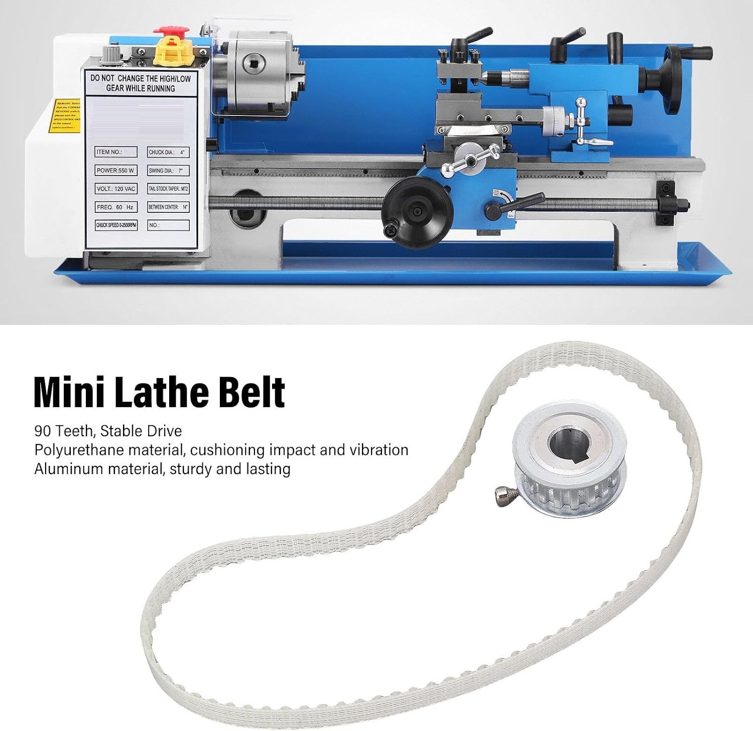 Mini Lathe Drive Belt, 1.5M, 90 Teeth, 0618 0618-3B 7×10 7×12 7×14 CJ18A
