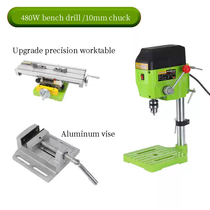 Mini High Speed Precision Bench Drill Drilling Milling Machine+Workbench+vice