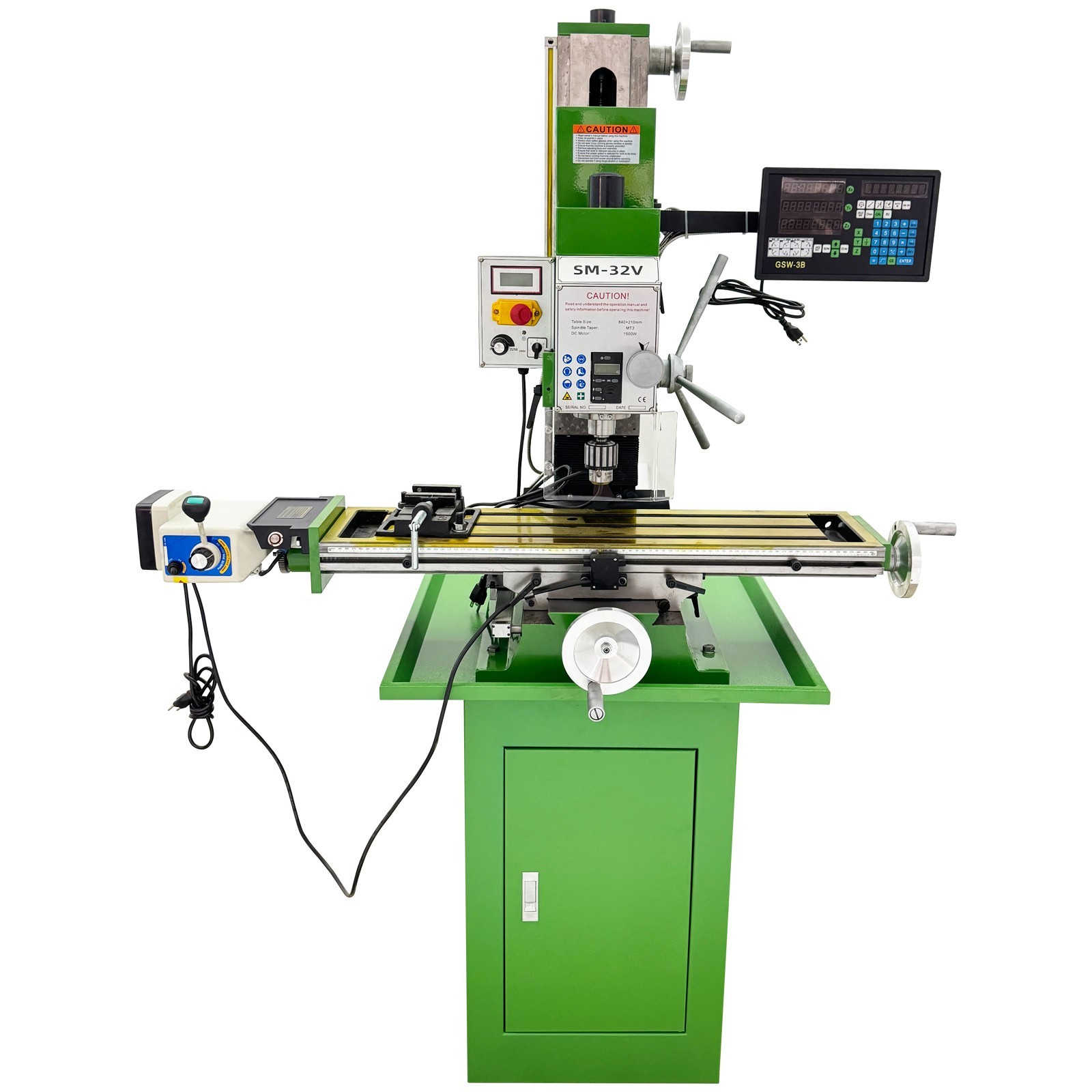 Heavy-Duty Cast Iron Milling Machine SM32V 110V 1.5KW Brushless R8 Taper 3-Axis