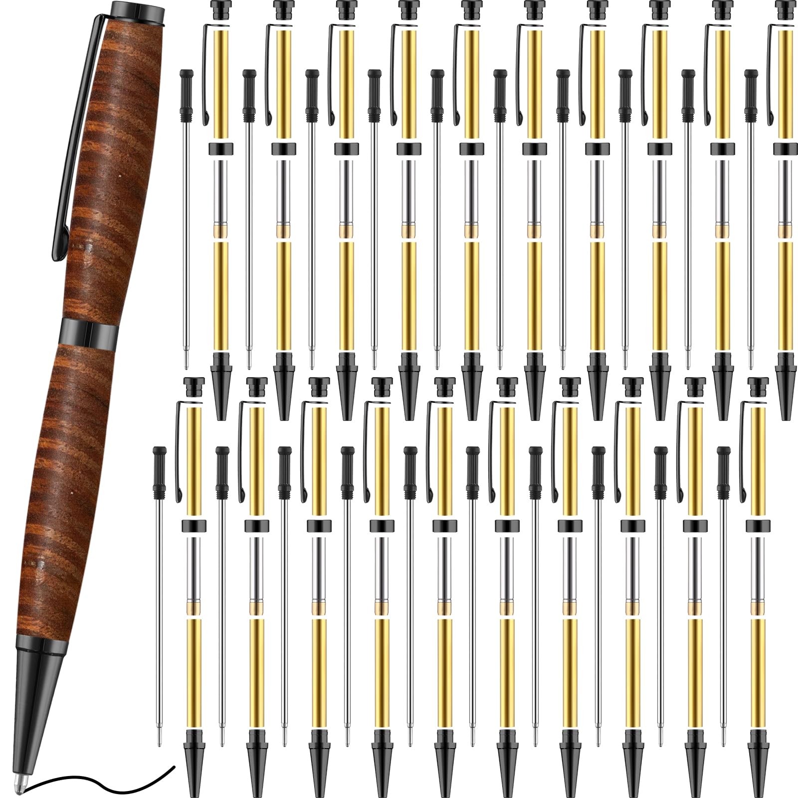 20 PCS 7mm Slimline Pen Kit Refill Wood Turning Twist Lathe Supplies Black