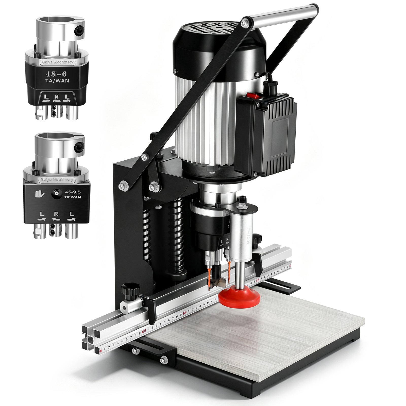 1100W Manual Hinge Drilling Machine Woodworking Boring Includes Two Drill Bits