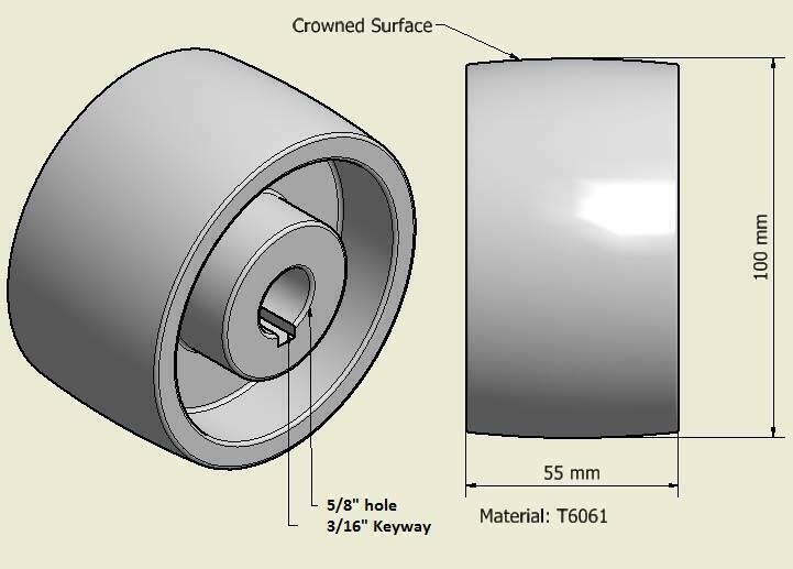 Belt Grinder 2″x72″ Polyacetal (Delrin) Whee 4″Drive 5/8″ bore 3″ track 2″ Idler